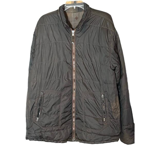 Prana Men’s Reversible Plaid & Solid Brown Jacket Fading Sz XL - Picture 4 of 13